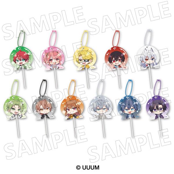 [Ensky] Colorful Peach Candy-Shaped Acrylic Keychains, Box of 11