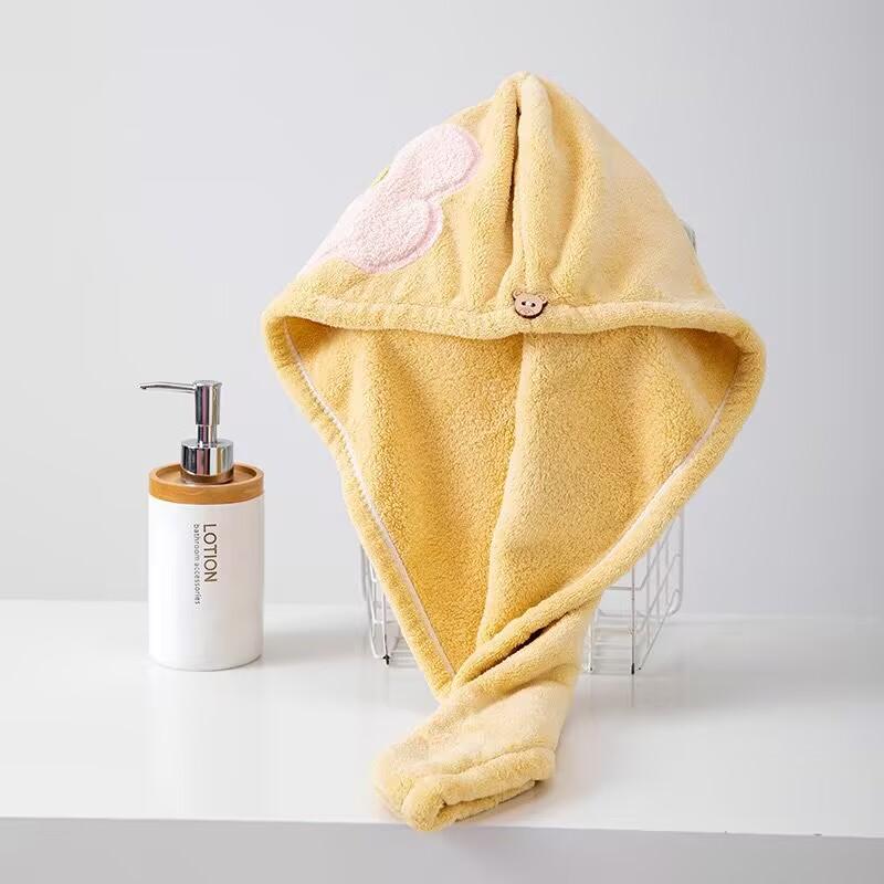 Magic Microfiber Shower Cap Embroidery Towel Bath Hats Dry Hair Cap Quick Drying Soft for Lady Turban Head
