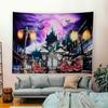 Blacklight Castle Tapestry Halloween Pumpkins Bats Moon Post Lamps Poster Scary Hippe Room Decor Bedroom Uv Reactive Wall Hanging