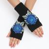 New WoKnitted Woolen Sleeve Sleeves Half Finger Exposed Gloves Fashionable and Warm Short Wrist Guards Flower Gloves