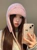 Korean-Style Photogenic Pink Knitted Wool Hat: Women's Warm, Ear-Protecting, Versatile Ski Hat for Autumn/Winter