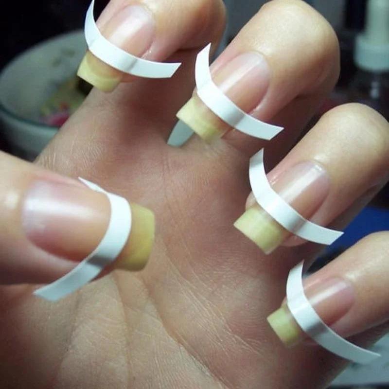 3 Pack New French Type Manicure Nail Art Tips Tape Sticker Guide Stencil (Color: White).