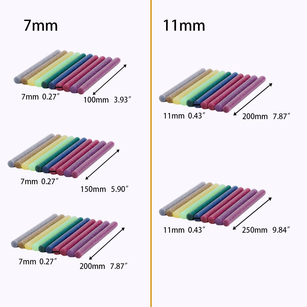 10Pcs Colorful Hot Melt Glue Sticks For Electric Glue Gun Craft 7mm Adhesive Glitter Wax Stick Home Craft DIY Repair Tool