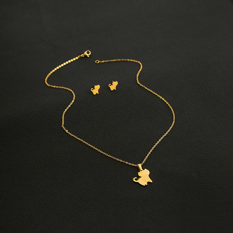 Creative Animal Stainless Steel Ladies' Flower Pendant Accessory Set Earring Necklace Set Geometric  Jewelry