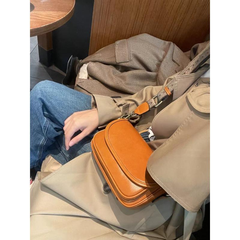 Genuine Leather Women's Bag New Style Women's Bag European and American Retro Hand-held One-shoulder Crossbody Bag Versatile Simple Bag