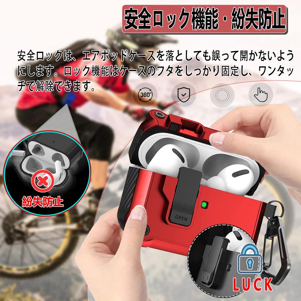 OJBSEN AirPods Case AirPods Pro 1st Generation Case with Safety Lock Automatic Button Hard TPU Airpods Pro Cover Magsafe Wireless Charging Compatible