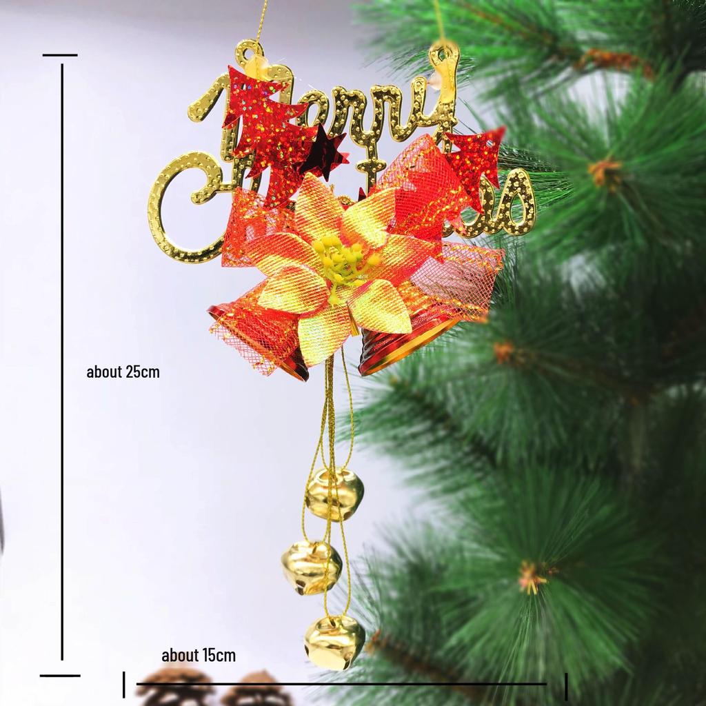 Large Double Christmas Bells Ornaments: Door & Tree Hanging Decor