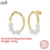 Effie Queen S925 Silver 14k Gold Oval Pearl Beads Strand Hoop Earrings Romantic Jewelry for Women 2026 Trend Earrings GPE103