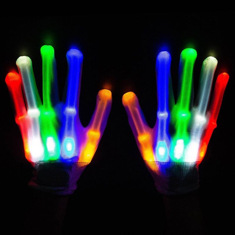 Finger Led Electro Flashing Gloves Light Up Christmas Dance Rave Party Fun