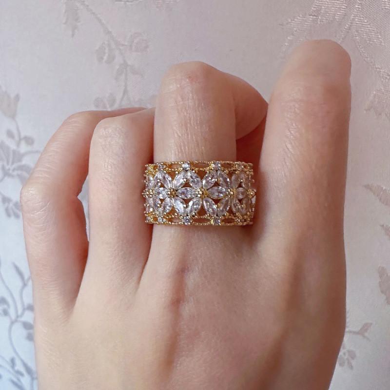 Vintage French Elegant Lace Ring For Women Adjustable Open Ring Finger