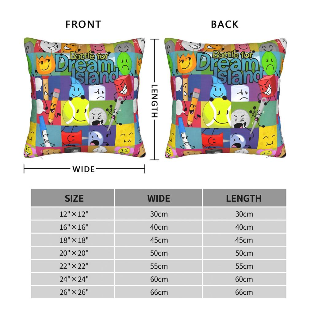 BFDI Inanimate Cartoon Pillowcase Cushion Cover Decoration Battle for Dream Island Pillow Case Cover Home Drop Shipping 40X40cm