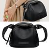 Canvas Shoulder Bag Multifunctional Fashionable Adjustable Straps Smooth Zipper Bag for Shopping Party Black