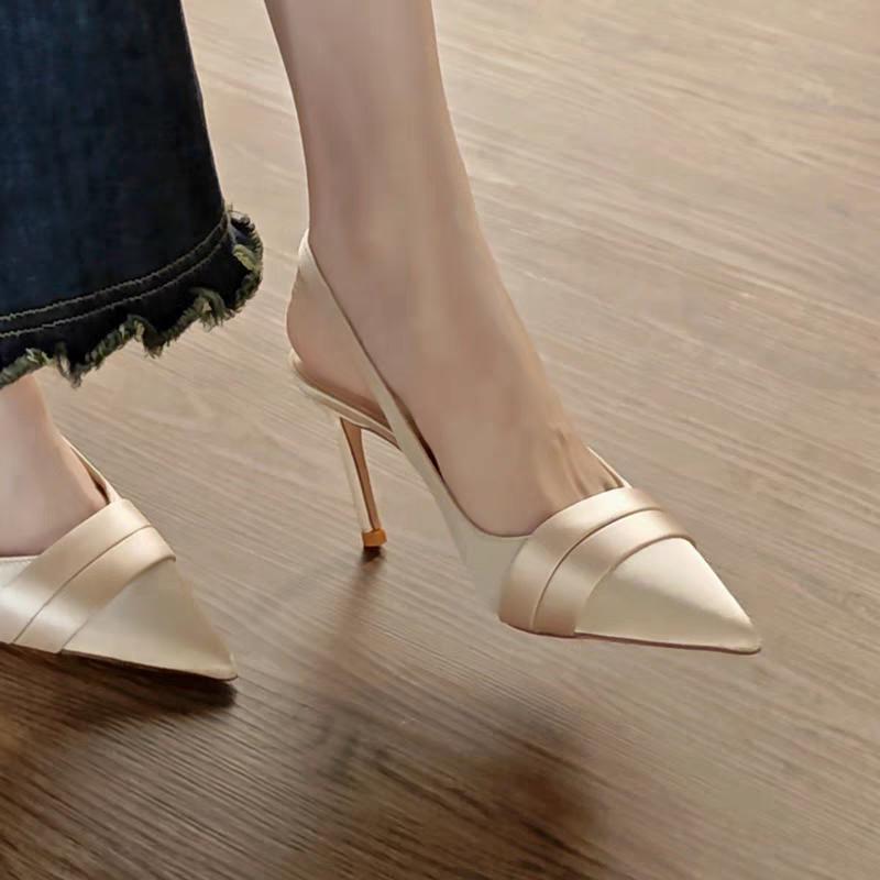 Fashion New Women's Summer Brand Women's Slingback Sandals High Heels Fashion Pointed Toe Slip on Women's Elegant Formal High Heels