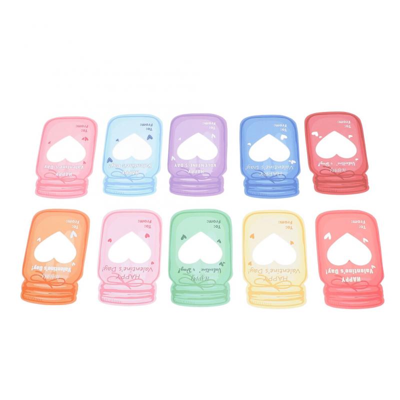 Kids Valentines Cards Set - 30 Jar Designs with Adhesive & Bags