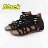 New Women Open Toe High Tops Sandals Comfy PU Leather Hollow Out Summer Shoes Boho Style Bandage Back Zipper Beach Shoes