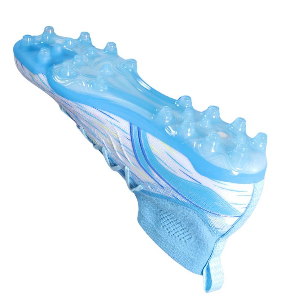 New LiNing MG Rubber Short Studs Cushioning Breathable Soccer Shoes Men's White Blue YSFU035-2