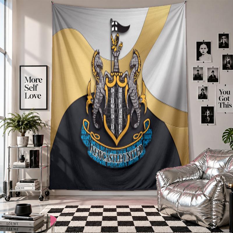 Newcastle United Fußball Wandteppich Heimdekoration Wandbehang Tuch für Schlafzimmer Wohnzimmer Hintergrund