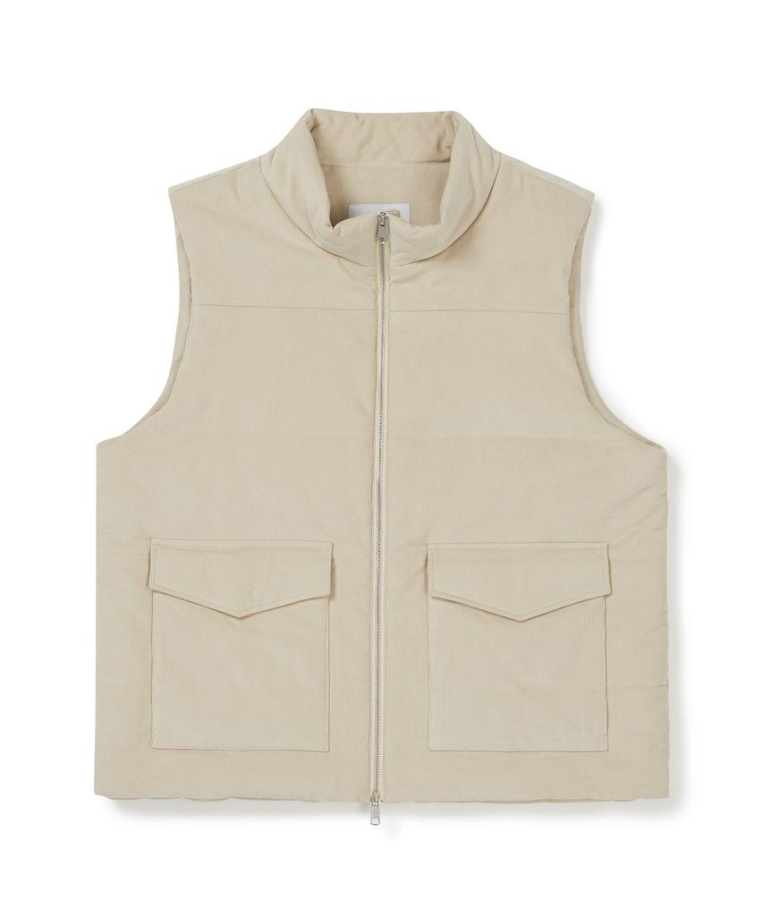 West Grand Boulevard Poche Corduroy Padded Vest Cream Beige
