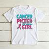 Cancer Picked The WrongunisexLeopard Letter Graphicunisex Summer Tshirt Breast Cancer Fighter Bold Motivational Short Sleeve Top