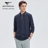 SEPTWOLVES Men's Jacquard Long-Sleeve Polo Shirt