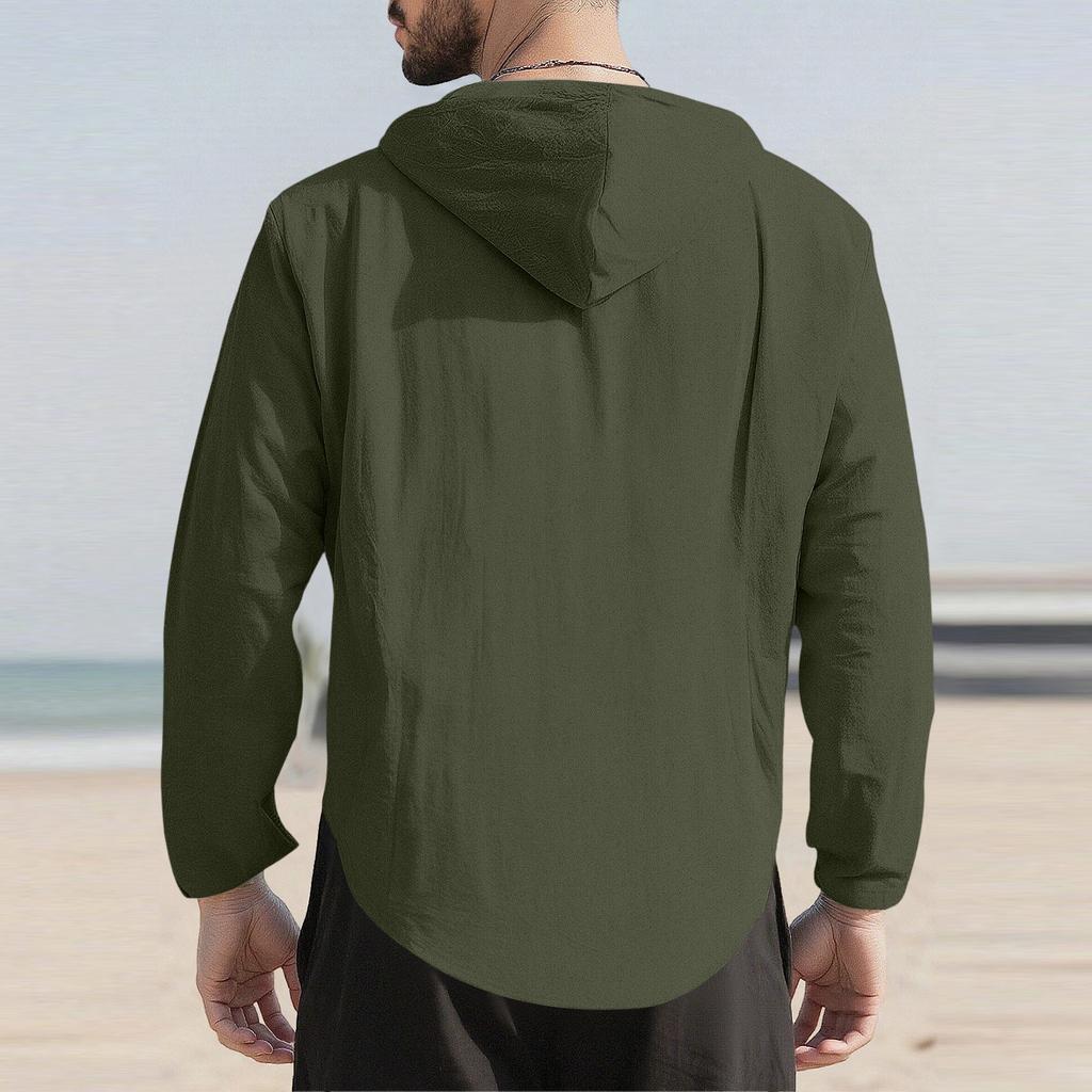 Men's Summer New Loose Print Long Sleeve Shirt Cardigan Beach Shirt