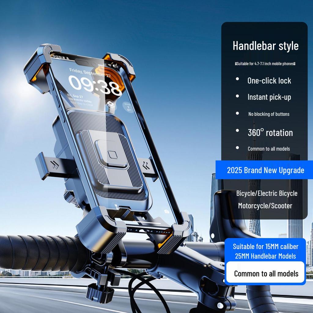 Electric Vehicle & Motorcycle Phone Holder - Shockproof Anti-Shake Mount for Navigation & Food Delivery Riding