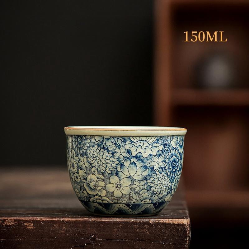 Tetera de cerámica azul y blanca con apertura para ceremonia del té, juego de té chino, té Oolong con leche, tetera con jazmín y Guan Yin