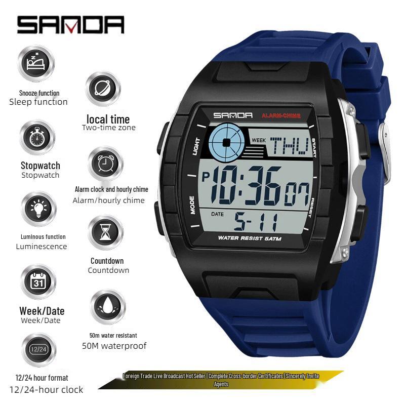 SANDA Multi-Functional Big Dial Watch with Alarm, Snooze, Countdown for Junior & Senior High School Students