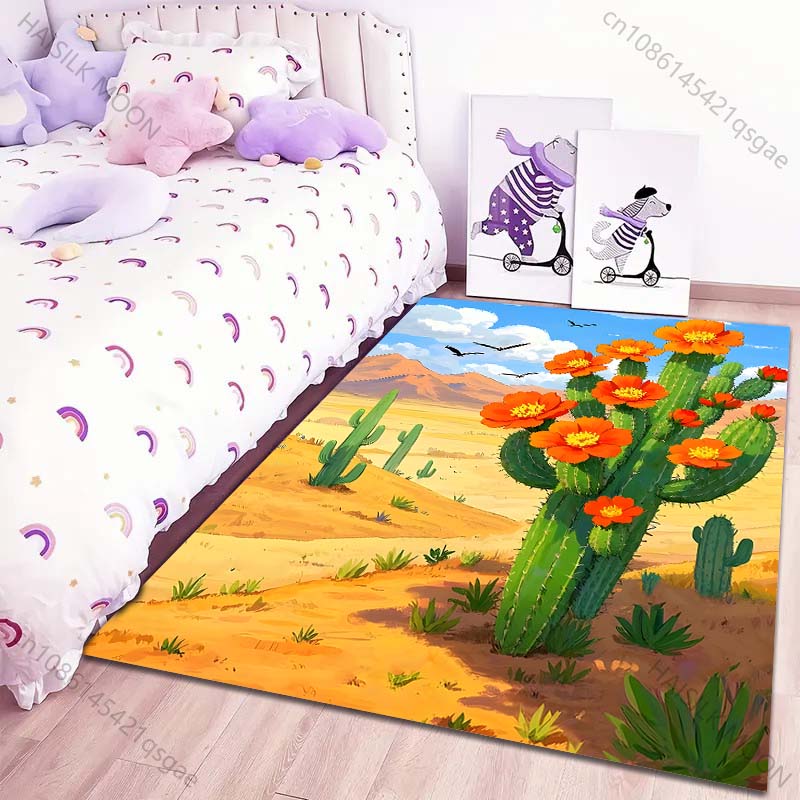 Desert Cactus Carpet for Living Room Bedroom Sofa Home Decor Non-slip Floor Mat Modern Rugs Creative Doormat Large Size