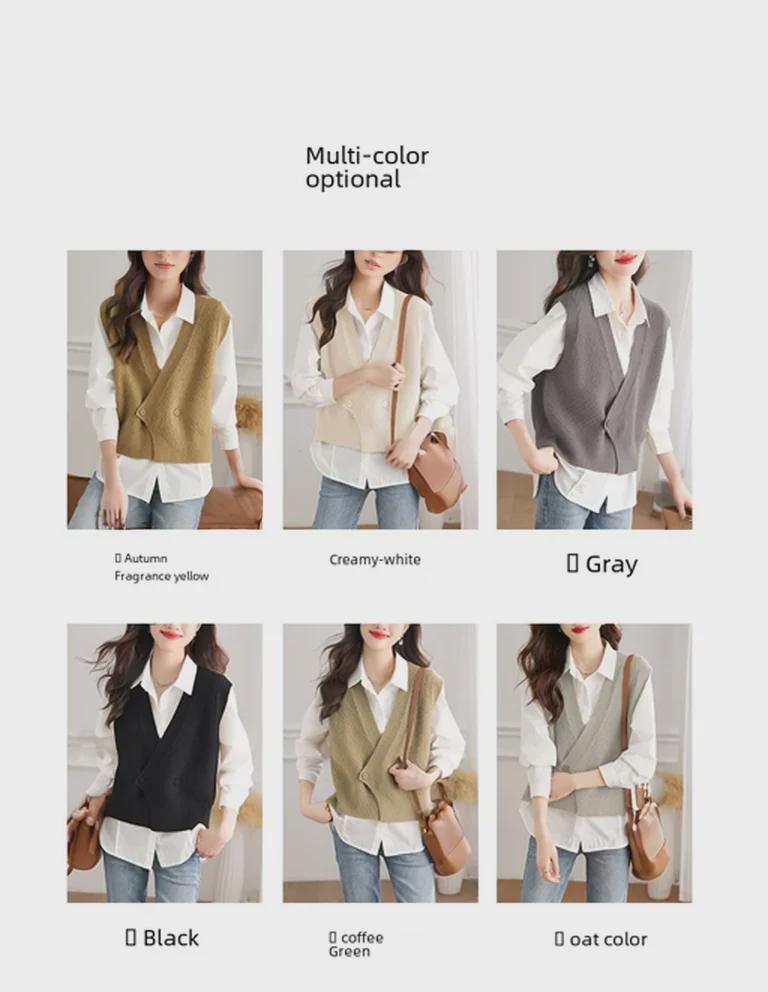 Trendy Women's Spring Knit Sweater Vest Cardigan
