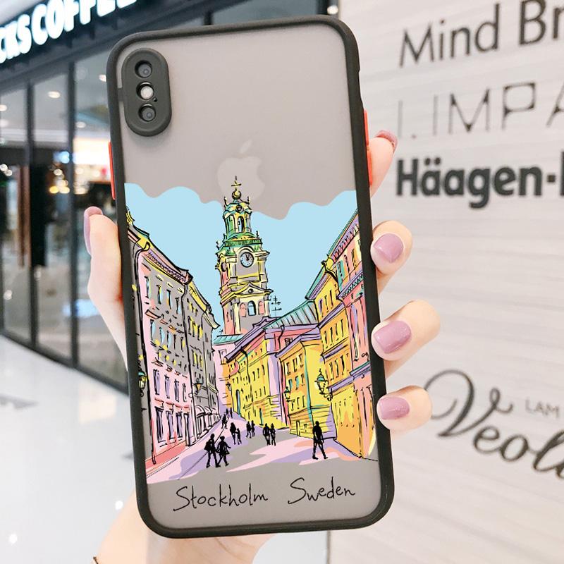 Reisen Weltreise Straßenmalerei Handyhülle Für iPhone 15 14 13 11 12 Pro Max 7 8 PLUS SE2 X XS XR Harte Matte Rückabdeckung