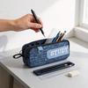 Oxford Cloth Double Layer Pencil Case For Students With Large Capacity And Minimalist Style