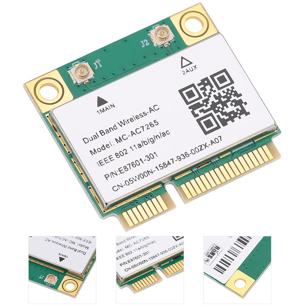 Network Card Mini PCI‑E Gigabit Dual‑Band for Bluetooth 4.2 Wireless Wifi MC‑AC7265