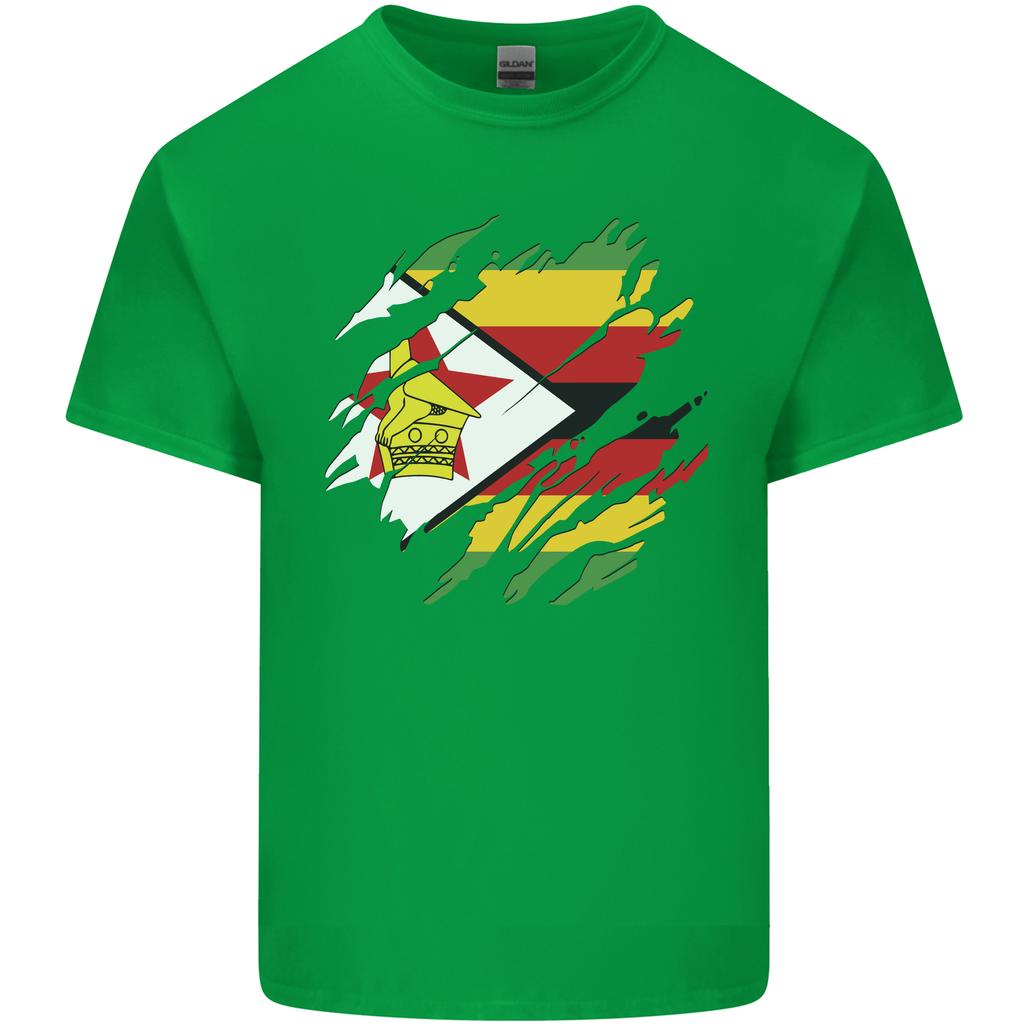 Torn Zimbabwe Flag Zimbabwean Day Football Unisexs Light Cotton TShirt