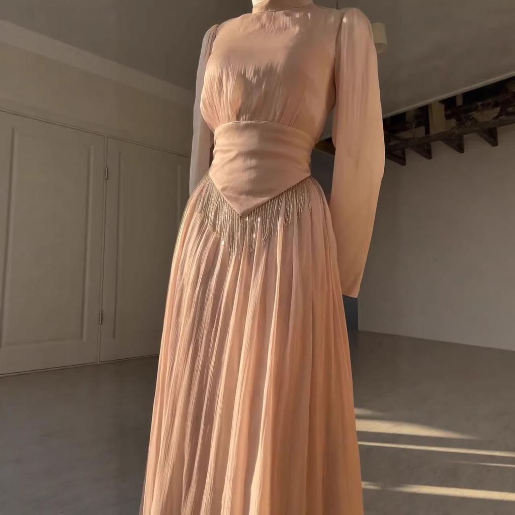 Middle East Arabian Women's Spring New Fashion Temperament Mercerized Skinny Tassel Pendulum Dress