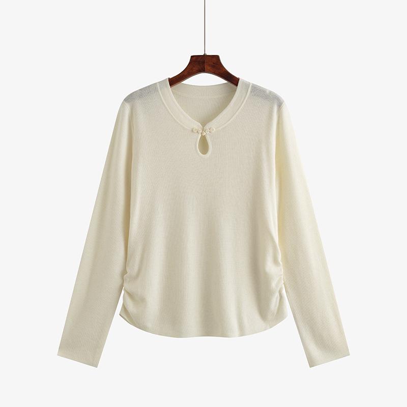 

Женское платье больших размеров с застежкой на пуговицы в китайском стиле и вязаным свитером снизу XXXL абрикосовый