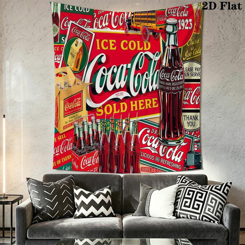 Vintage Cocacola Advertisement Tapestry Wallmounted Background Cloth Soft Background Wall Hanging Cloth Wall Covering Decoration