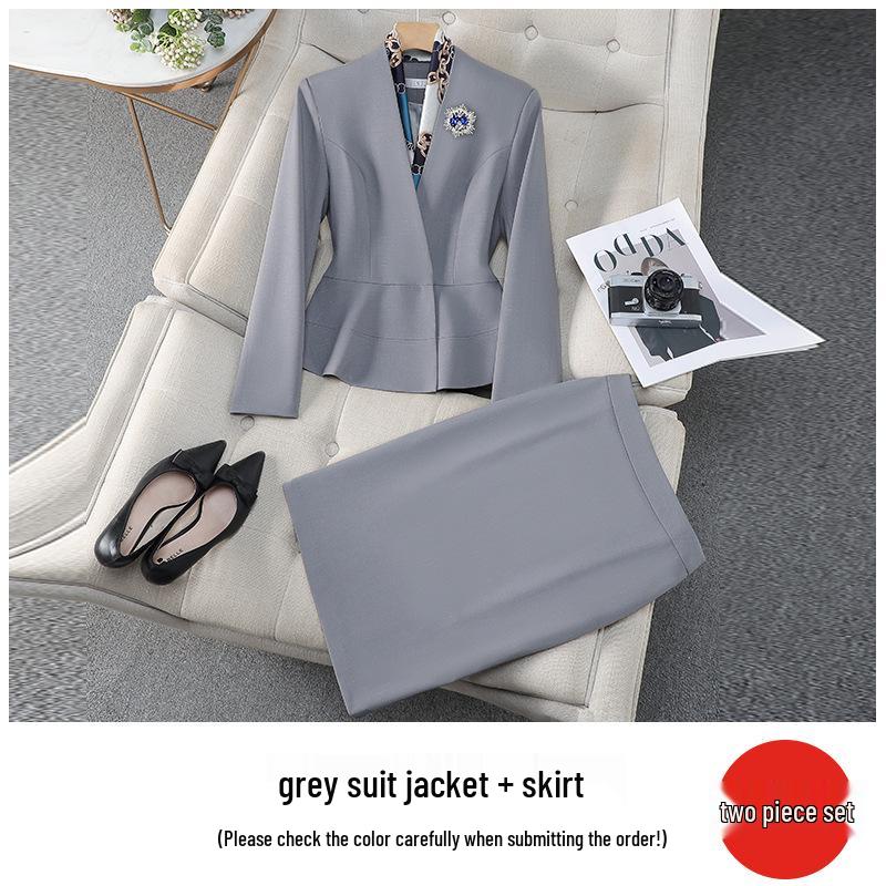 Zihong Women's High-End Autumn/Winter Professional Suit Set - Elegant Formal Skirt for Interviews and Beauty Salons