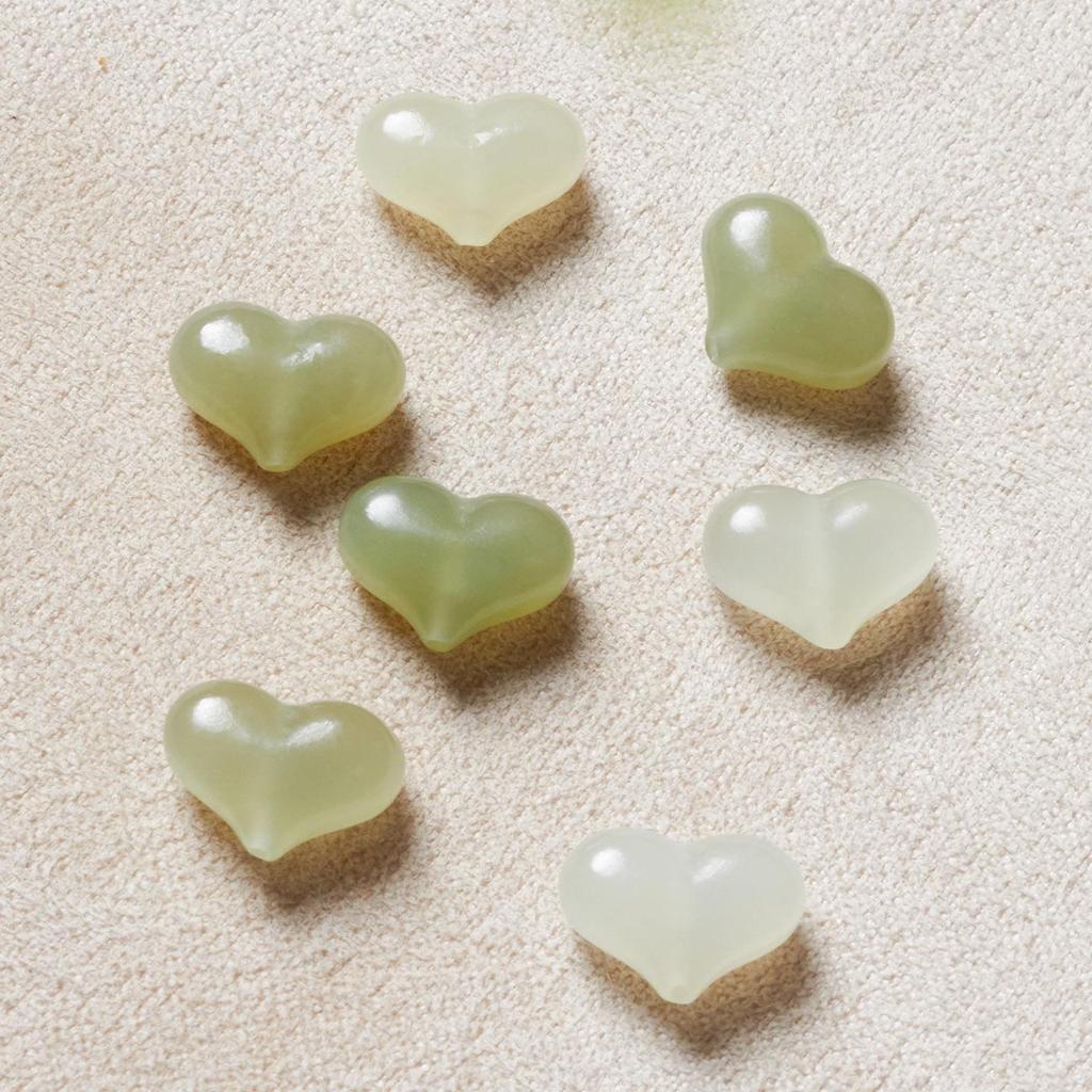Natural Qinghai Hetian Jade Peach Heart Bracelet with Gold Crystal Accents