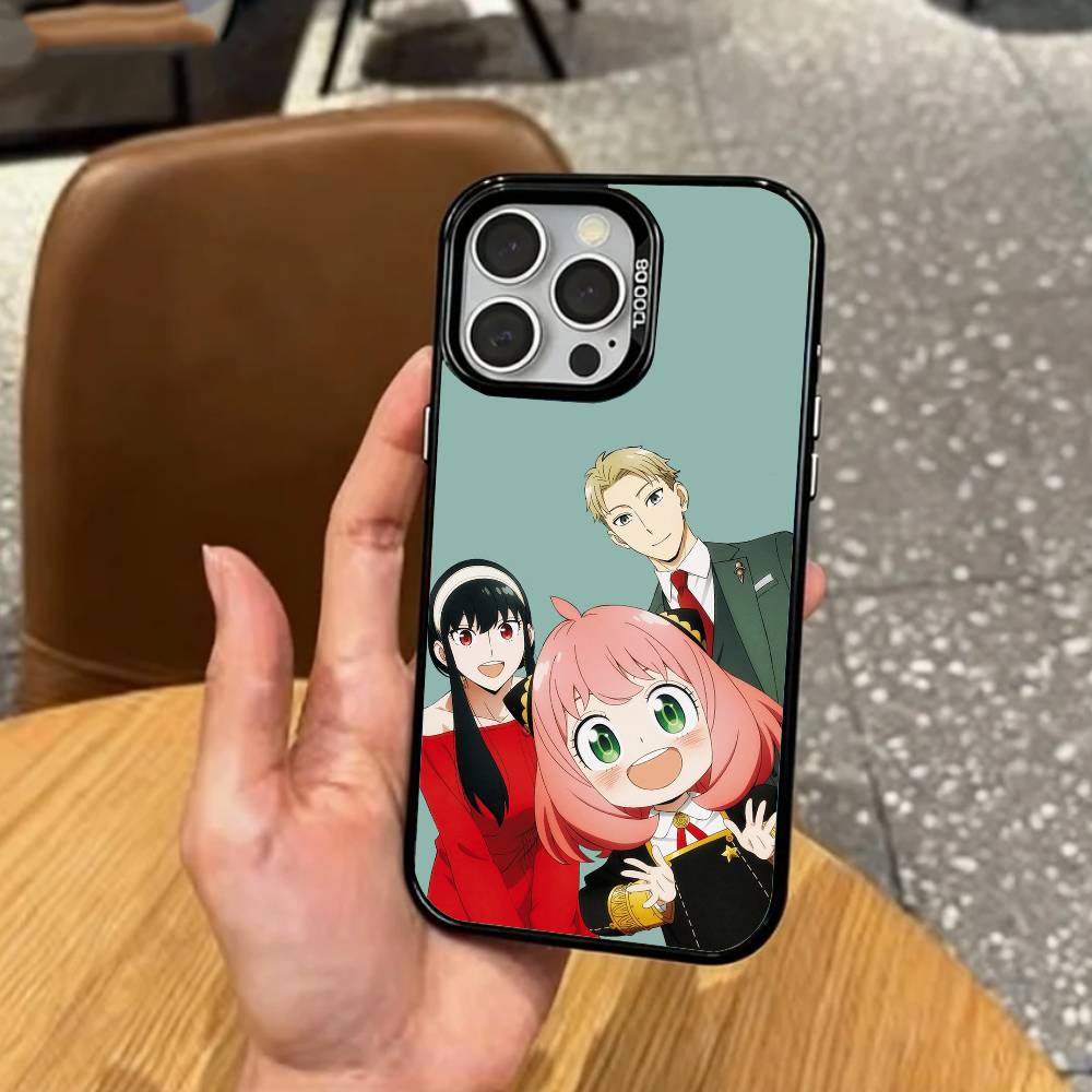 Anya F-Forger Spy x Family Phone Case For iPhone17,16,15,14,13,12,11 Plus,Pro Max Colored Silver Plated Inside Cover