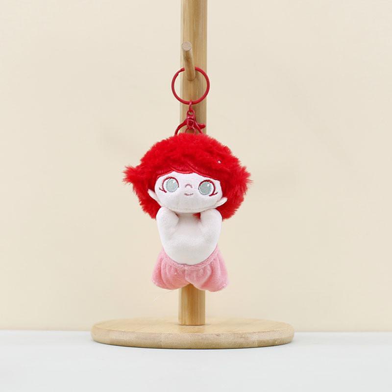 

Cozy And Cute Cotton Doll Plush Toy Keychain Ideal Bag Charm And Gift For Girls Red Doll