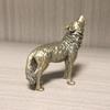 Messing Heulender Wolf Statue Skulptur Figur Handwerk Einrichtung für Heimdeko Wohnzimmer Veranda Dekorationen Büro Schreibtisch Ornamente