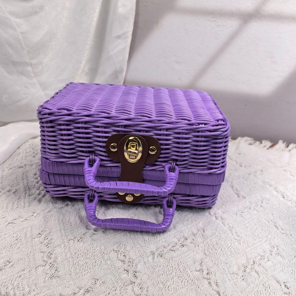 Vintage-Style Imitation Rattan Picnic Basket and Storage Box - Ideal for Photos, Bridesmaid or Groomsman Gifts