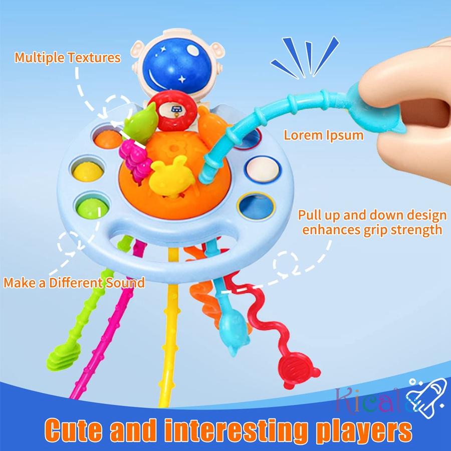 Montessori Baby Toys 3 In 1 Develop Teething Sensory Toys Pull String Silicone Educational Toys for Kids Toddler Christmas Gift
