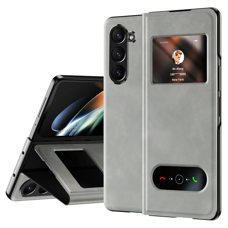 

For Samsung Galaxy Z Fold6 5G Case View Window PU Leather Phone Cover White