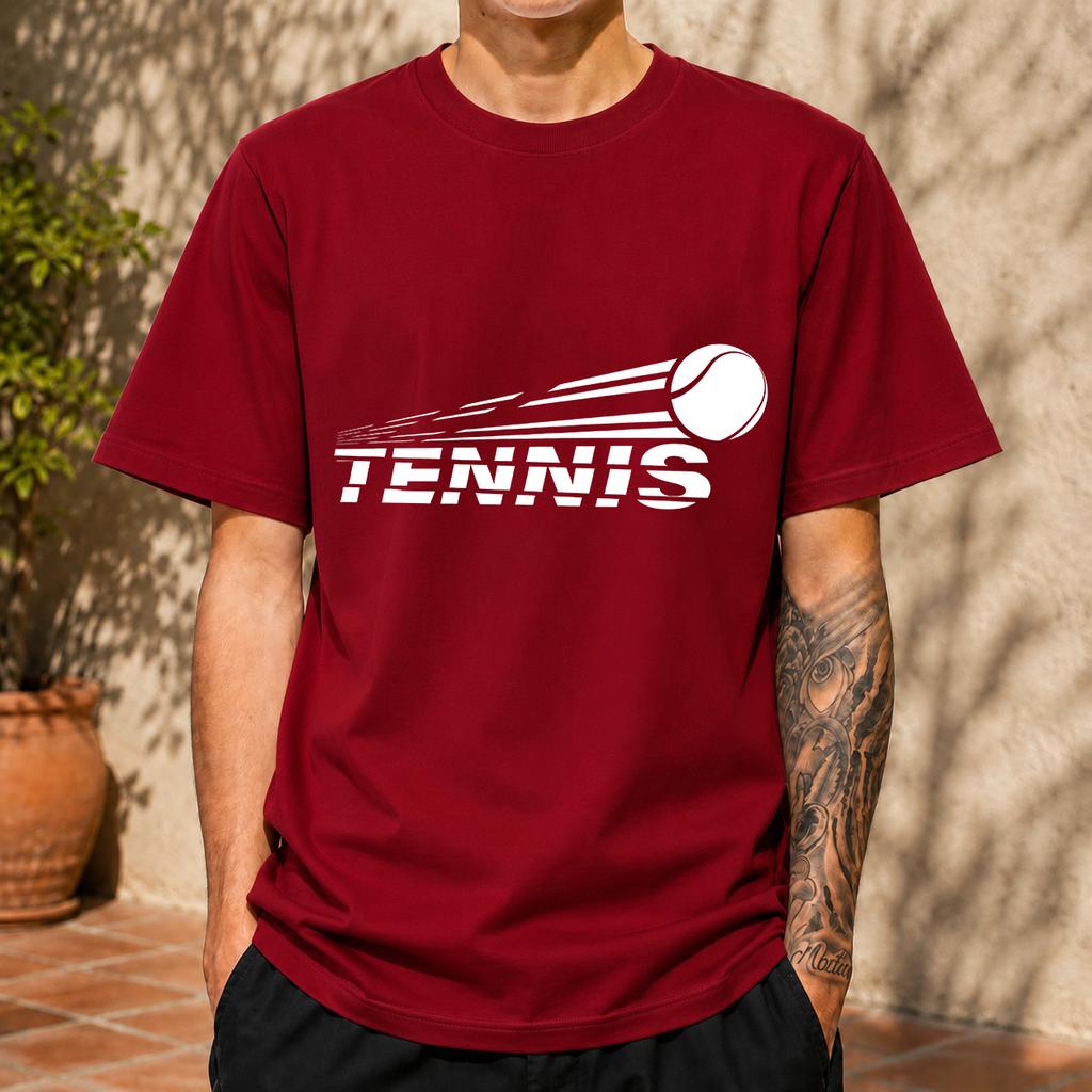 2026 New Pure Cotton Tshirt With Dynamic Tennis Letter Print Sporty Versatile Top Casual Short Sleeve