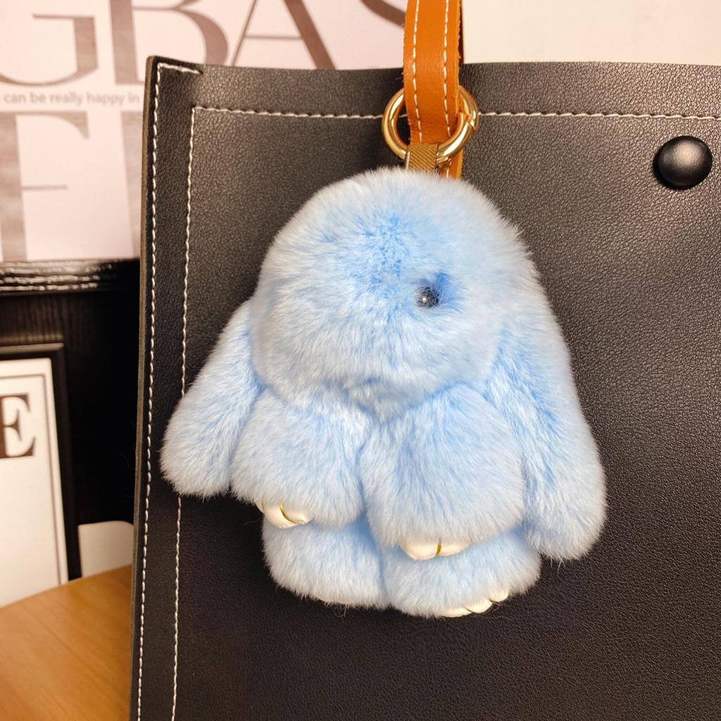 Mini Rex Rabbit Fur Pom Pom Keychain Bag Charm Keyring
