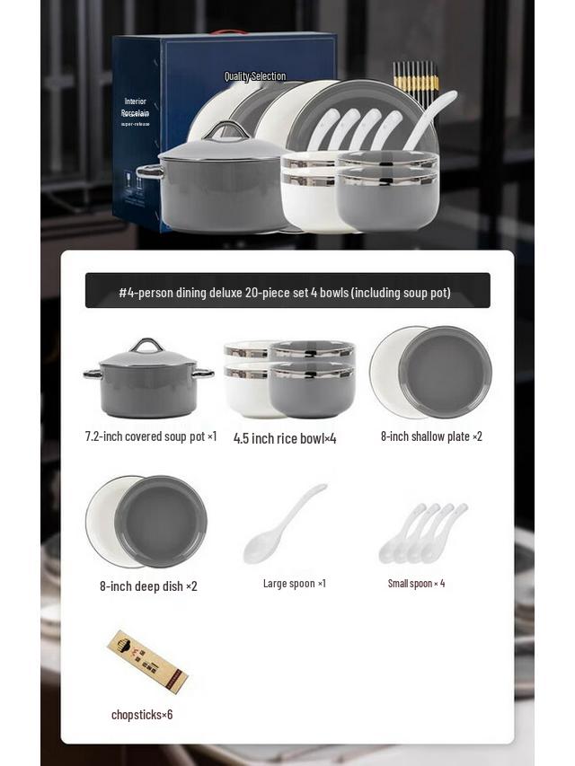 Mod Lancaster 20-Piece Underglaze Ceramic Dinnerware Set