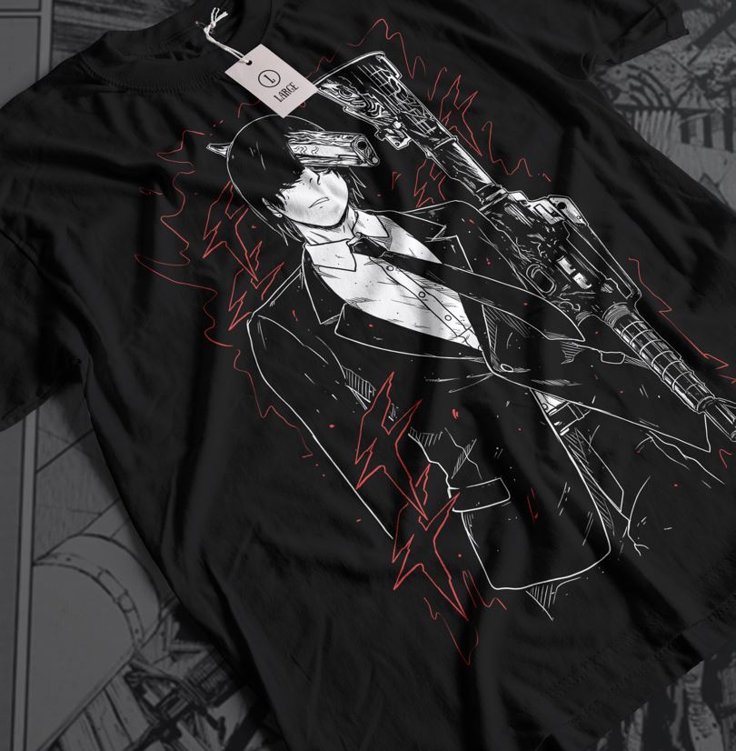 

Футболка Человек-бензопила, Аниме Манга Дэнджи Футболка, Аки Пауэр Футболка, Черная футболка 3XL