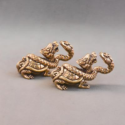 Retro Brass Mythical Python Turtle Head Turtle Body Figurines Miniatures Lucky Animal Statue